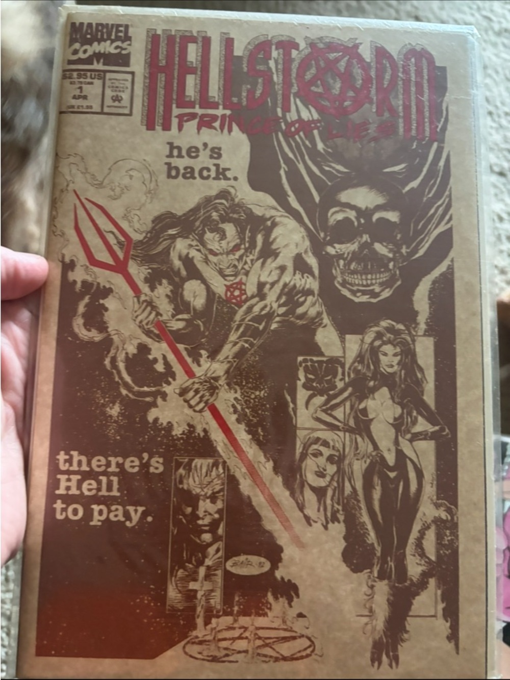 Marvel Hellstorm Prince of Lies Comic Cover - Red & Brown Art